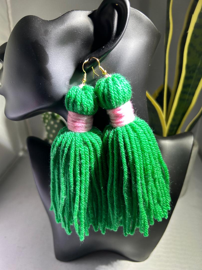 Yarn Tassel Earrings "Jellybean Pink"